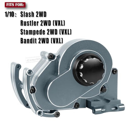 RC Transmission Complete Upgrades Part for 1/10 2WD Slash Rustler Stampede Bandit 2WD(VXL),Alloy Aluminum Gearbox,Replace #3695,Titanium - color: Titanium(1set)