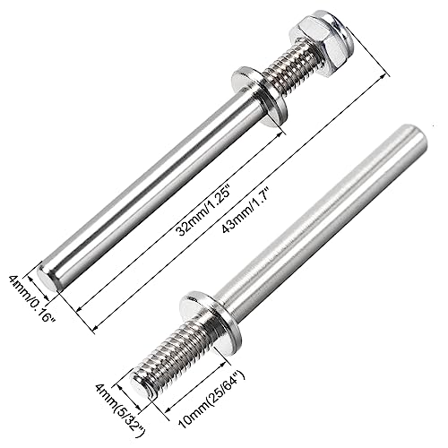 uxcell 5/32 Inch Diameter x 1.7 Inch Length Landing Gear Steel Axle Shaft Drive Axle with Nuts for RC Airplane - 6PCS