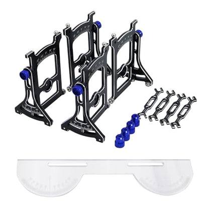 Aluminum Chassis Setup System Measuring Tool Set with Ruler Wrench Camber Gauge for 1/10 On Road RC Car Yokomo Touring Car Upgrade (Blue) - color: Blue