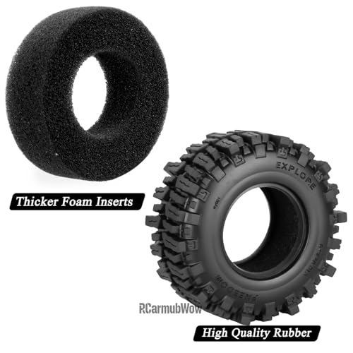 1.3 Beadlock Aluminum Alloy Wheels Rims & Tires Set with Foam Inserts for 1/18 TRX4M Ascent-18 1/24 SCX24 FCX24 RC Crawler Upgrade Parts,RCarmubWow 1.3 rc Wheels and Tires,4pcs,Brown - color: Brown(4pcs)