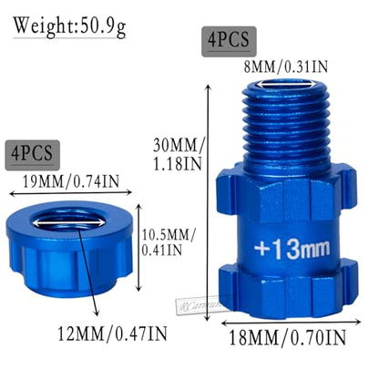 RC Wheel Hex for 1/10 Senton Granite Big Rock Vorteks 3S,Senton Granite Mega550 Infraction Mega570,13mm Extended Wheel Hub Drive 14 to 17mm with Anti-dust Cap Nuts 17mm Alum,Navy Blue - color: Navy Blue(1 Set)
