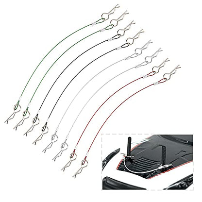 8Pcs ShareGoo Metal Clip R Pin Rod with Steel Anti-Lost Rope RC Body Shell Clip Wire Compatible with 1/8 1/10 Traxxas HSP Arrma Axial Redcat RC Car Truck Crawler (Multiple Colour)