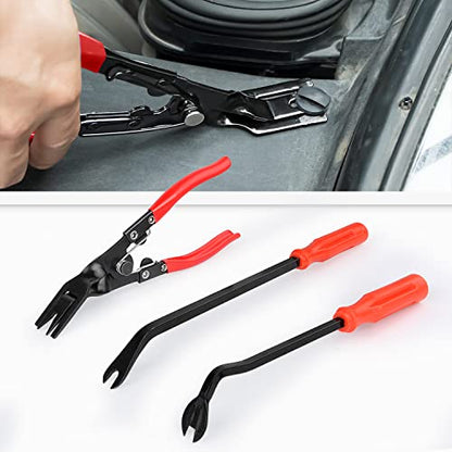 Nilight 3PCS Clip Pliers Set & Fastener Remover Auto Trim Removal Tool Kit | Auto Upholstery Combo Repair Kit with Storage Bag for Car Panel Dashboard - color: 3pcs Fastener Remover