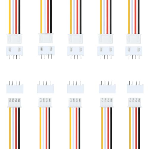10Pairs JST-XH 2.54mm 4Pin Header Connector Kit with Male and Female Connectors Adapter 200mm 26AWG Flat Wire Cable Compatible with JST XH Plug Adapter (4P) - color: 4P
