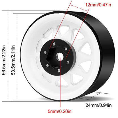OGRC 1.9" Beadlock Wheels for SCX10 TRX4 VS4-10 Gen8 MST CFX 1/10 Crawler | Offset -8.9mm, Aluminum, 12mm Hex, for for TRX4 SCX10 Redcat GEN7 GEN8 RC4WD D90 Crawler, White - color: White