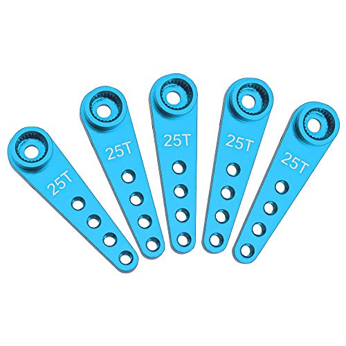 5Pcs ShareGoo 25T Servo Horn 37mm Metal 25 Teeth Extension Steering Arm Server Compatible with Futaba Savox Power HD HSP MG995 MG996 Servos for RC Car Truck (Blue) - color: Blue