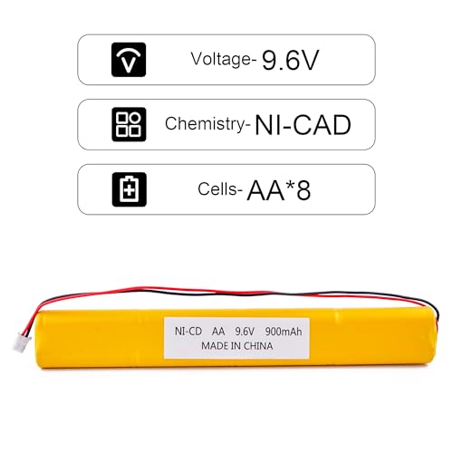 Fulpower 2 Pack 9.6V 900mAh Ni-Cd Exit Sign Emergency Light Battery | Compatible with ELB-B003 ELB-B004 ELBB004 OSI OSA228 DANTONA CUSTOM-306-U BBAT0044A BAA-96 BBAT0043A exit sign batteries