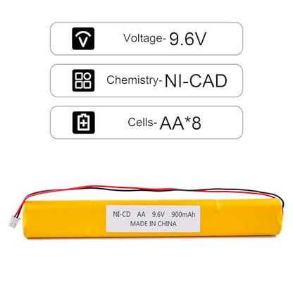 Fulpower 2 Pack 9.6V 900mAh Ni-Cd Exit Sign Emergency Light Battery | Compatible with ELB-B003 ELB-B004 ELBB004 OSI OSA228 DANTONA CUSTOM-306-U BBAT0044A BAA-96 BBAT0043A exit sign batteries
