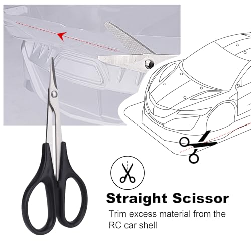 HobbyPark RC Body Reamer (Titanium) & Curved Scissors and Straight Scissors Set RC Car Body Shell Mounting Lexan Plastic Trimming Tools Combo