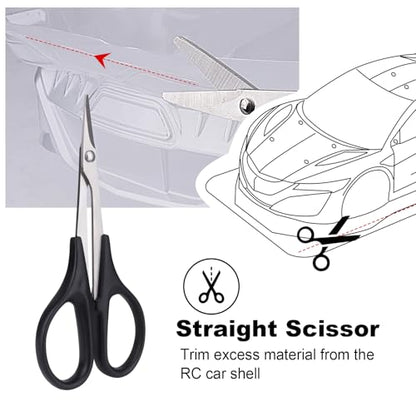 HobbyPark RC Body Reamer (Titanium) & Curved Scissors and Straight Scissors Set RC Car Body Shell Mounting Lexan Plastic Trimming Tools Combo