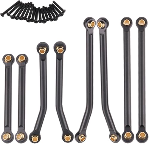 RC Aluminum Alloy High Clearance Links Set Chassis Linkage Suspension Links Compatible with Traxxas TRX4M 1/18 Bronco Defender RC Crawler Upgrade Parts, 8PCS - Black
