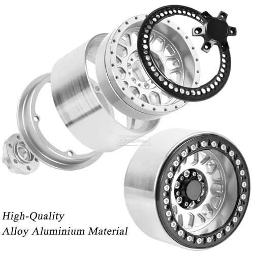 RC 2.2 Beadlock Tires Set 2.2" Wheels and Tires for 1/10 RC Crawler SCX10 AMG 6X6 TRX4 Gen8 Gen7 Pro,Alloy 2.2 RC Rims Rubber Tires,Silver - color: Silver(4pcs)