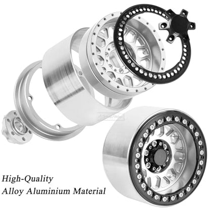 RC 2.2 Beadlock Tires Set 2.2" Wheels and Tires for 1/10 RC Crawler SCX10 AMG 6X6 TRX4 Gen8 Gen7 Pro,Alloy 2.2 RC Rims Rubber Tires,Silver - color: Silver(4pcs)