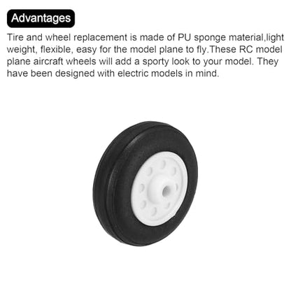 MECCANIXITY 10Pcs RC Airplane Wheels 1" OD Aircraft PU Rubber Tire Tail Airplanes Wheel Replacement for DIY Model Plane Helicopter Car - size: 1" OD