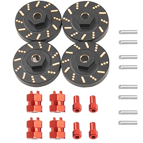 ShareGoo Aluminum Extended 7mm Hex Wheel Hubs & Brass Wheel Hex Adapter Balance Weight Compatible with Axial SCX24 1/24 RC Crawler Car (Red) - color: Red