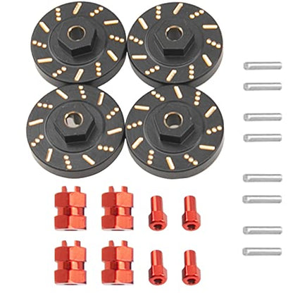 ShareGoo Aluminum Extended 7mm Hex Wheel Hubs & Brass Wheel Hex Adapter Balance Weight Compatible with Axial SCX24 1/24 RC Crawler Car (Red) - color: Red
