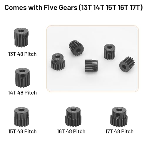 daitoku 5PCS 48P Pinion Gears 13T 14T 15T 16T 17T 3.175mm Shaft for Traxxas Arrma HSP HPI AXIAL Tamiya Losi 1/10 RC Car