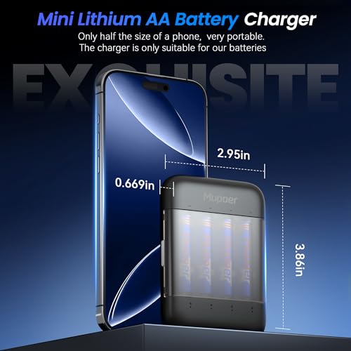 Mupoer Rechargeable AA Lithium Batteries with Box, Double A Battery Rechargeable 8 Count 1.5V 3600mWh,Long Lasting Lithium ion Batteries with Ultra Thin Charging Storage Box for Blink Xbox - size: Portable Charger +8AA3600mWh