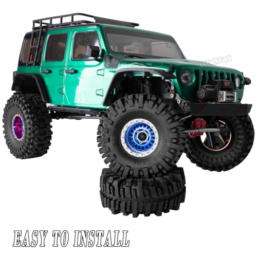 Aluminum RC 1.9 Wheel Tires for 1/10 SCX10 SCX10 II 90046 SCX10 III AXI03007 SCX10 Pro TRX4 TRX6 Gen7/8 D90 VS4-10 MST CFX RC Crawler Car,4pcs RC 1.9 Beadlock Wheel,Navy Blue - color: Navy Blue - (Colorful Tires)