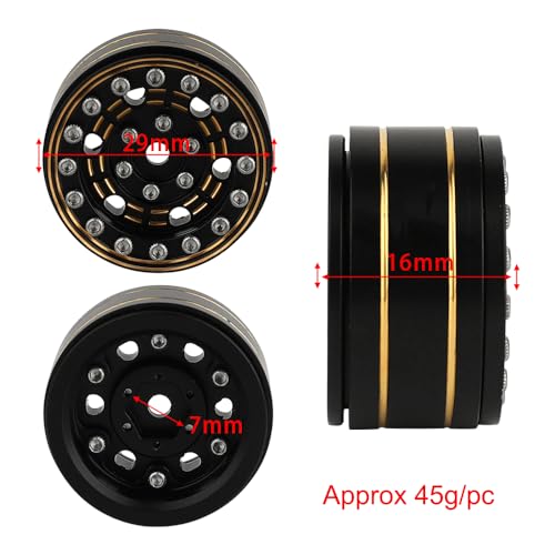 1.0 Brass Beadlock Wheel Rims 4PCS Wheels for All 1/24 Scale FCX24 Axial SCX24 Deadbolt C10 Gladiator 1/18 TRX4M RC Crawler Car Upgrades Parts (Pattern D)