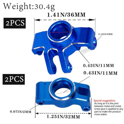 RC Aluminum Front Steering Block Knuckles & C-Hubs Caster Blocks & Rear Hubs Upgrades Parts for 1/18 Granite Grom Mega 380 Brushed 4x4 Monster Truck RTR.Navy Blue(4PCS) - color: Navy Blue(for 1/18)