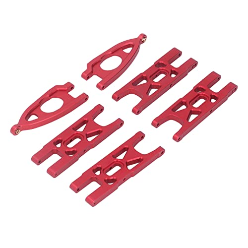 1 10 RC Front and Rear Suspension Arm Set Aluminum Alloy Upgrade Accessories for 1 10 Remote Control Car High Strength Metal Suspension Arms with Stable Performance (Red) - color: Red