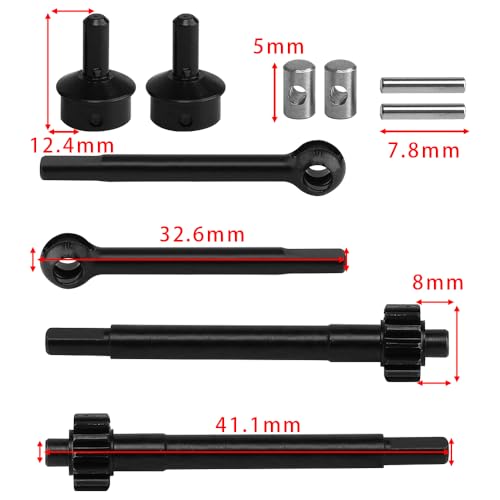 Ascent 18 Hard Steel Front and Rear Portal Axle Shafts for 1/18 RC Crawler Redcat Ascent-18 Upgrade