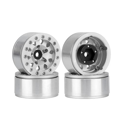 4PCS 1.55 Inch Aluminum Alloy Metal Beadlock Wheel Rim Hubs Replacement Accessory for AX90069 D90 TF2 CC01 Tamiya 1/10 RC Crawler Car Upgrade Parts(10Holes-Silver) - color: 10holes-silver