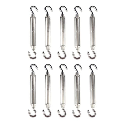 10Pcs M8 Hook & Hook Turnbuckle Heavy Duty Tensioner Adjustable Shade Sail Hardware for Tightening Up Metal Cable Wire 5/16" - style: M8 Hook & Hook