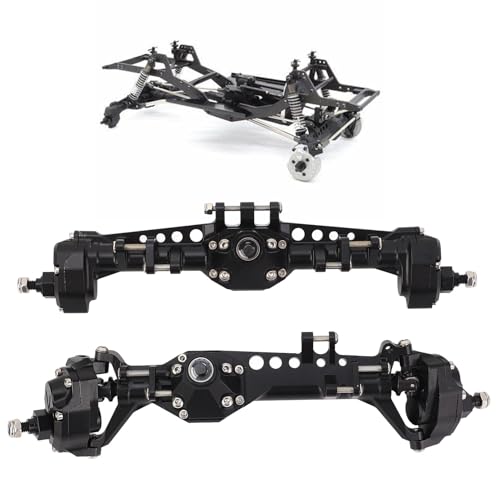 Front and Rear Portal Axle Complete Set, High Strength Aluminum Alloy Stainless Steel Metal Axle Assembly for 1/10 RC Crawler Car Enhanced Stability and Durability
