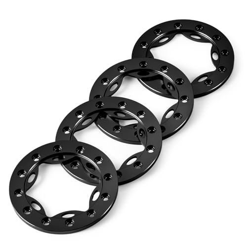 4PCS/1Set Aluminum 1.55" RC Beadlock Ring for AXIAL UTB18 D90 TF2 CC01 AX90069 MST JIMNY 1/10 RC Crawler Truck Car Wheels (Black) - color: Black