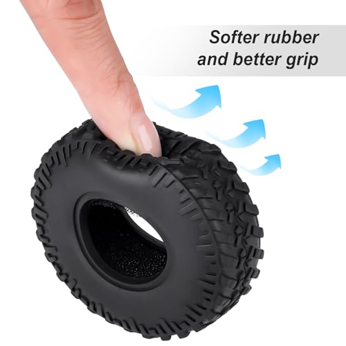 Hobbypark SCX24 Tires 1.0 Rock Crawler for 1/18 TRX4M Axial SCX24 Gladiator Bronco C10 JLU Deadbolt B17 Betty 1/18 1/24 RC Crawler Car, 4PCS (53x18mm) - style: Type E