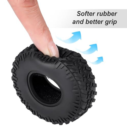 Hobbypark SCX24 Tires 1.0 Rock Crawler for 1/18 TRX4M Axial SCX24 Gladiator Bronco C10 JLU Deadbolt B17 Betty 1/18 1/24 RC Crawler Car, 4PCS (53x18mm) - style: Type E