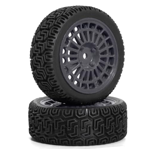 1/10 RC On-Road tires 68mm Rally Car Tire and Plastic Wheels 12mm Hex good drifting power for 1/10 RC On-Road Touring Drift Car HPI Kyosho FAZER MK2 HSP Tamiya XV01 TT01%t054+1 (Grey) - color: Grey