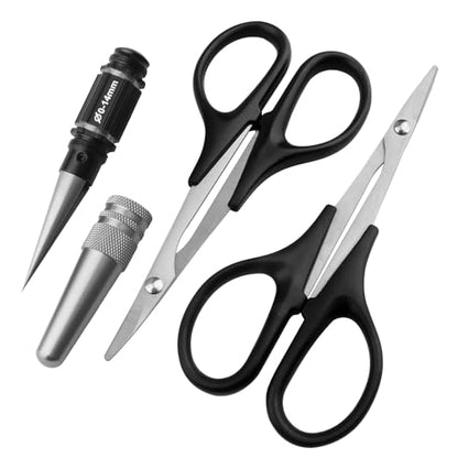 RC Body Reamer, RC Body Scissors Curved & Straight for Lexan RC Car Body Shells Mounting Tools Combo Set, 0-14mm Hole