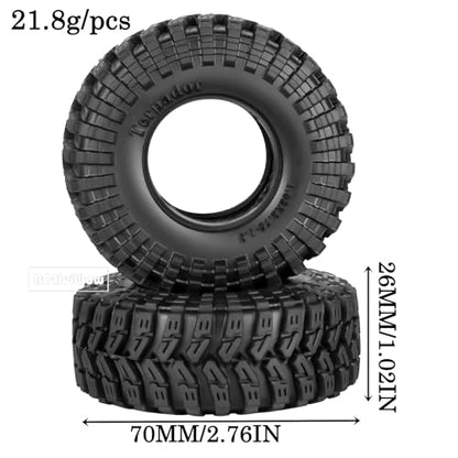 1.3" RC Crawler Tire Skins,Multi-Terrain Soft Sticky Rubber Tires(70 * 26mm) for TRX4 SCX24 FCX24 Ascent-18 1/18 1/24 Off-Road RC Car Upgrade Parts,4PCS (Style A) - style: StyleA(4PCS)