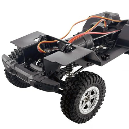 1/18 Scale RC Crawler Chassis Frame with Motor and Steering Servo, Nylon Roller Chassis Kit for Hobby RC Builds (Single Speed) - style: 2-Speed