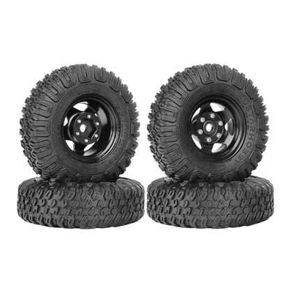 4PCS RC Car 1.55 Inch Tyres Aluminum Alloy Metal Beadlock Wheel Rim and Rubber Tires for 1/10 RC Crawler Car for Axial AX90069 D90 TF2 Tamiya CC01 LC70 MST JIMNY(85mm-5Spoke Black) - color: 85mm-5Spoke Black