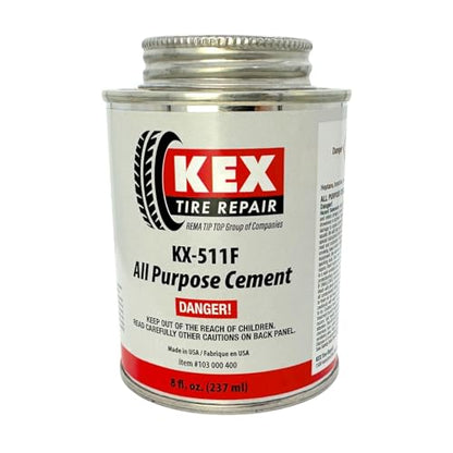 Kex Cold Vulcanizing Rubber Tire and Tube Patch Plug Repair Cement Glue 8oz can