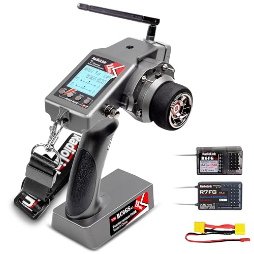 Radiolink RC6GS V3 7 Channels RC Transmitter R7FG&R6FG 2PCS Gyro Receivers | 2.4GHz 600m RC Remote and Receiver Kit, Voltage Telemetry, 30 Models Storage for Remote Control Car/Boat/Truck/Buggy/Crawler