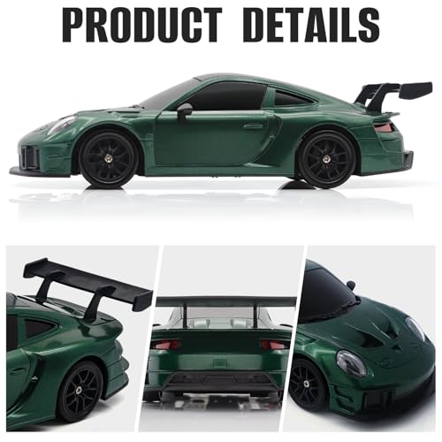RC Drift Car, 1:24 4WD Remote Control Cars Vehicle with LED Light,2.4GHz 20KM/H High Speed RC Cars with Two Batteries & Drifting Tires Racing Sport Toy for Adults Boys Girls Kids - color: Green
