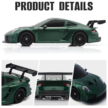 RC Drift Car, 1:24 4WD Remote Control Cars Vehicle with LED Light,2.4GHz 20KM/H High Speed RC Cars with Two Batteries & Drifting Tires Racing Sport Toy for Adults Boys Girls Kids - color: Green