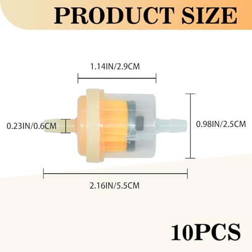 10PCS Gas Inline Fuel Filters with Magnet, Compatible with motorcycles, ATVs, quad bikes, go-karts, scooters, generator sets and similar equipment, 3/16 Inch Inline Fuel Filter