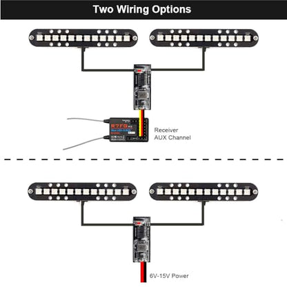 RC LED Light Bar Roof Lamp Headlight Tail Light Kit Bumper Light Compatible with Traxxas RC Car Truck Crawler Tamiya Losi HPI Rustler Axial Police Lights (100mm 2 Bar) - style: 100mm 2 Bar