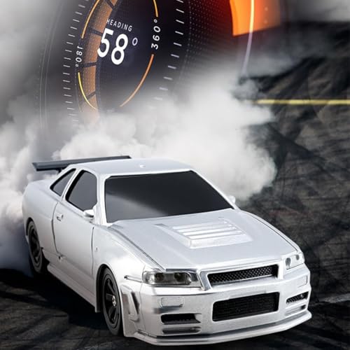 RC Drift Car - 1:43 Remote Control Car 2.4GHz Mini Drift Cars Racing High Speed Drift Car Model with LED Lights for RC Toys Gift (Silver) - color: Silver