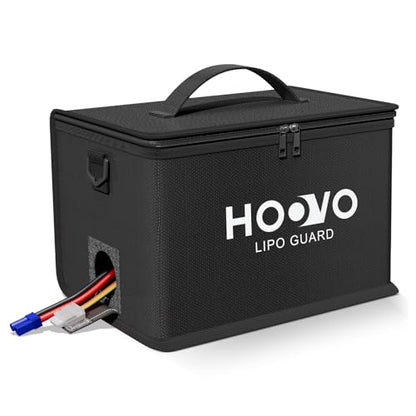 HOOVO Lipo Bag, Fireproof and Explosionproof LiPo Battery Bags | Large Capacity LiPo Guard Safe Pouch Adjustable for 10 - Cell LiPo Storage & Charge (10.6"x 6.7" x 6.7")