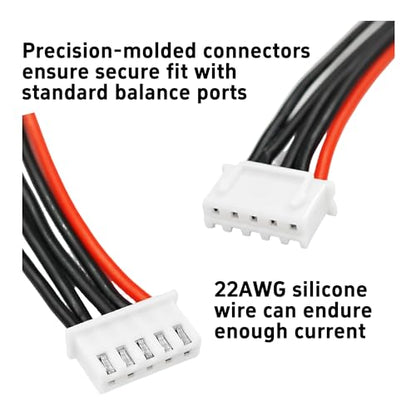 10PCS JST-XH 4S Balance Extension Cable, 3.9" 22AWG Silicone Lead Wire for LiPo Battery Charger, RC Balance Plug Connector Adapter - size: 4S