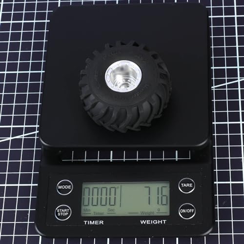 RCAWD 71.6g*4pcs SCX24 & FCX24 Brass Weighted & Bigger Wheels & Tires 1.0 Beadlock Upgrades, 68 * 33mm, 7mm Hex Adapter Parts 1/24 RC Crawlers Silver