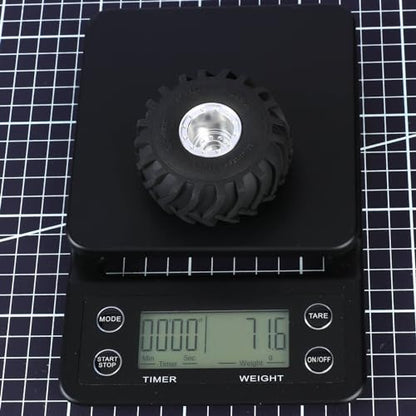 RCAWD 71.6g*4pcs SCX24 & FCX24 Brass Weighted & Bigger Wheels & Tires 1.0 Beadlock Upgrades, 68 * 33mm, 7mm Hex Adapter Parts 1/24 RC Crawlers Silver