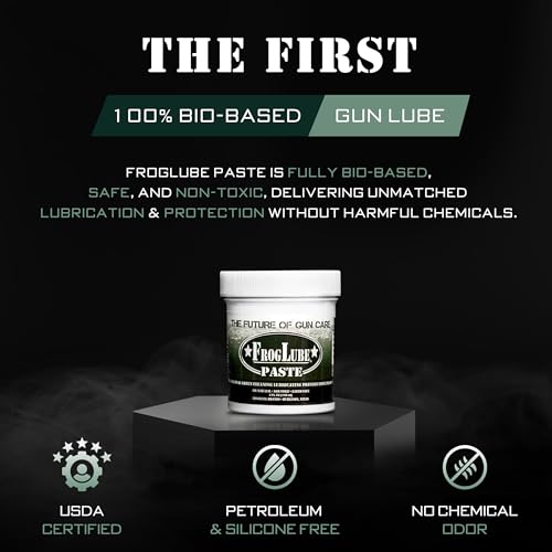 FrogLube Paste Gun Lubricant - Non Toxic Gun Grease - Lubricates & Protects | Minty Scent Gun Lube, Bonds to Metal & Prevents Carbon, Fouling, Lead, & Copper Build Up - Stays Cleaner Longer - size: 4oz